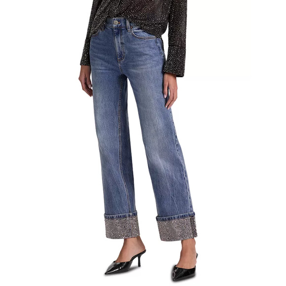 Alice + Olivia Weezy Embellished-Cuff Jeans 27 - Picture 4 of 11